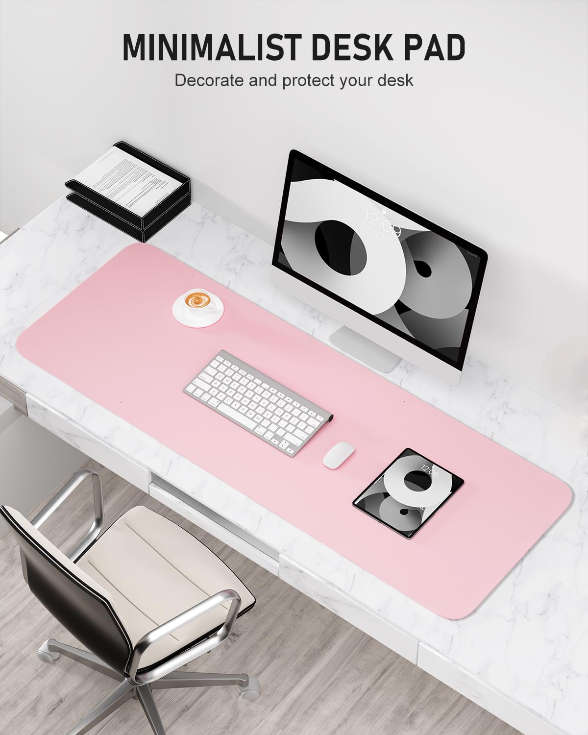 Niniubye Desk Pad, 48" x 17" PU Leather Non-Slip Desk Mat Large Mouse Pad for Desktop, Waterproof