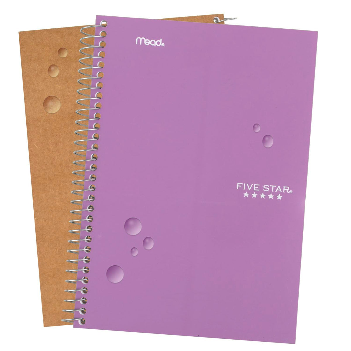 Five Star Small Spiral Notebook, 2 Subject, College Ruled Paper, 9-1/2" x 6", 100 Sheets, Amethyst