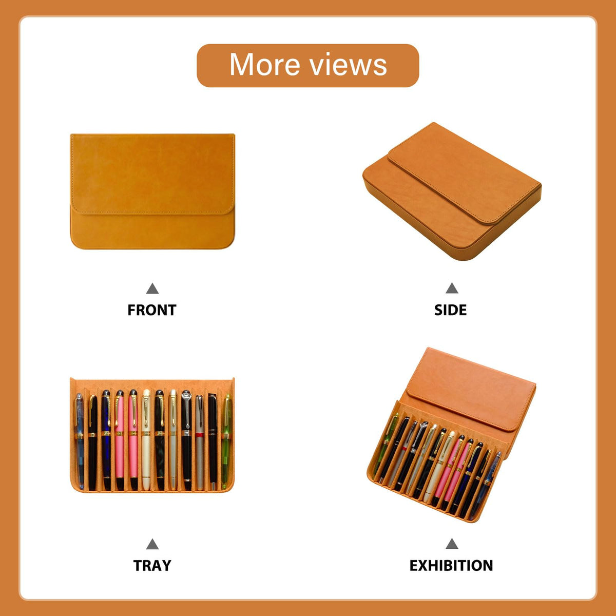 MIVLXLX 12 Slot Fountain Pen Case, Handmade Magnetic,Christmas Gift (brown)