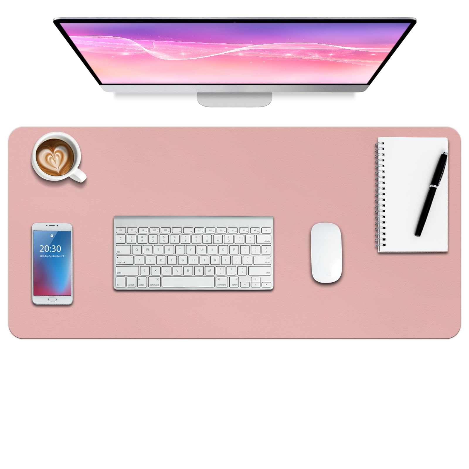 Boutilon Leather Desk Pad Protector,Non-Slip Mouse Pad,Laptop Desk Pad,Office Mouse Mat,Waterproof