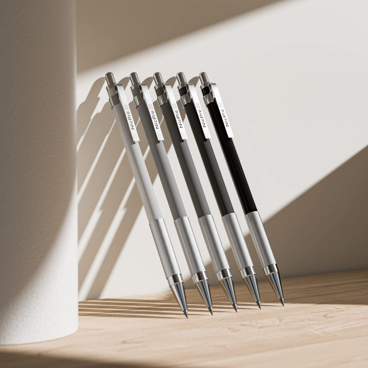 Nicpro 17PCS Metal 2mm Mechanical Pencil Set in Leather Case, 5 PCS 2.0 mm Lead Pencil Holders (4B