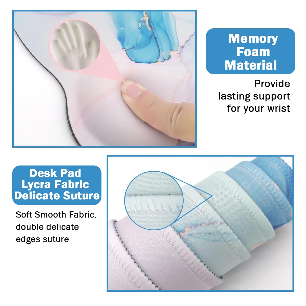 4-in-1 Gaming Mouse Pad Wrist Support Set，Desk Pad + Mouse Pad with Wrist Rest + Keyboard Wrist