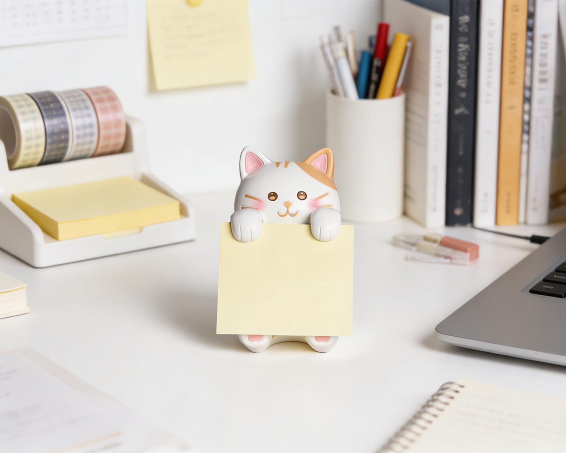 HORTIX Cat Pop-Up Sticky Note Dispenser for 3 x 3 in Notes, Ginger Cat