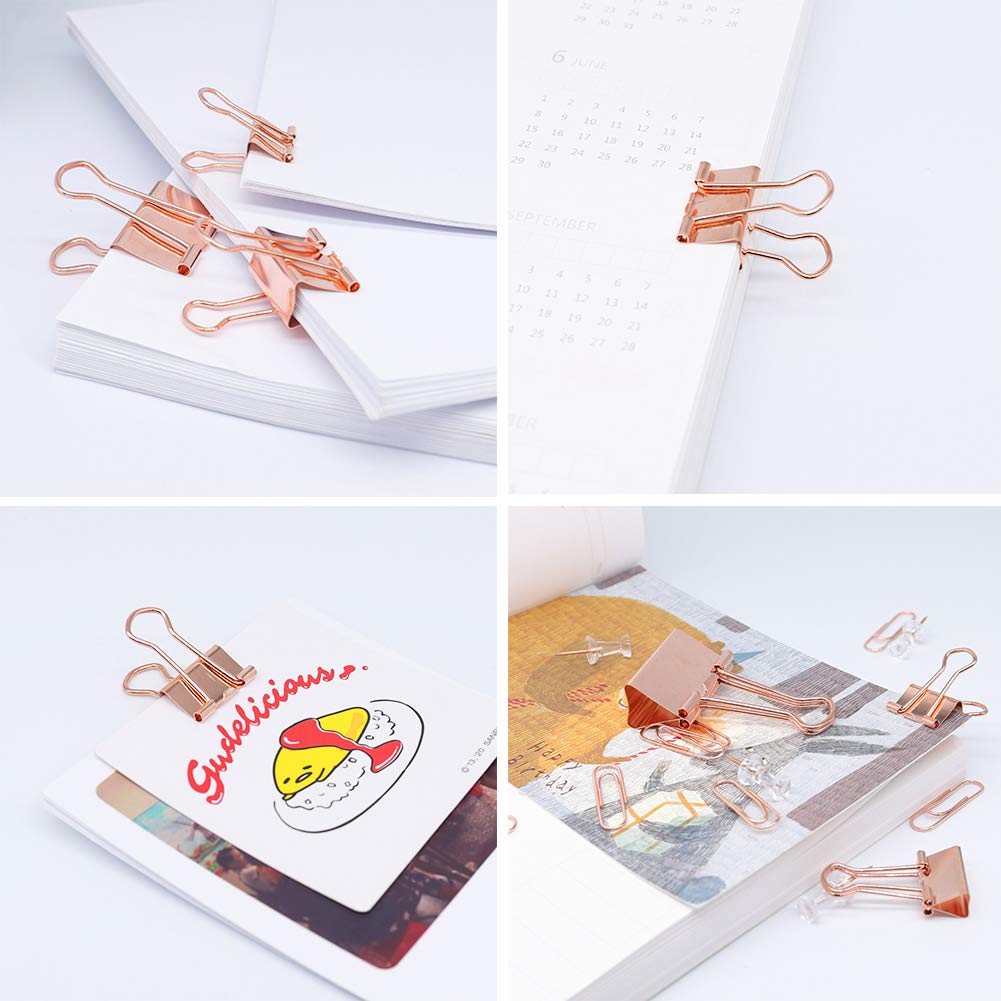 YOPINK Binder Clip Paper Clamps, Assorted Sizes (Mini, Small, Medium, Large), 100 Pcs Clips for