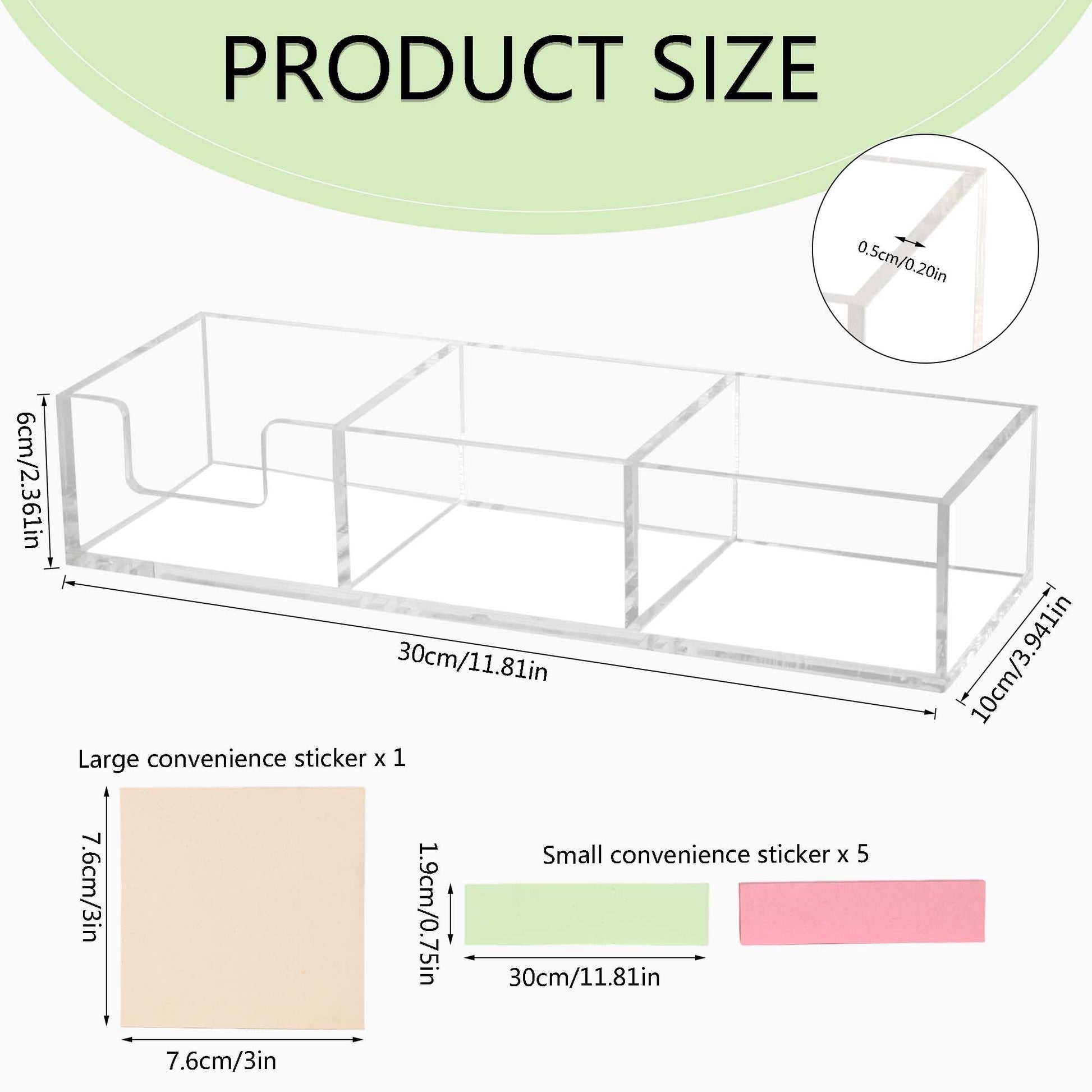Dealpoli Acrylic 3in1 Sticky Note Holder Desk Organizer with 3 Compartments