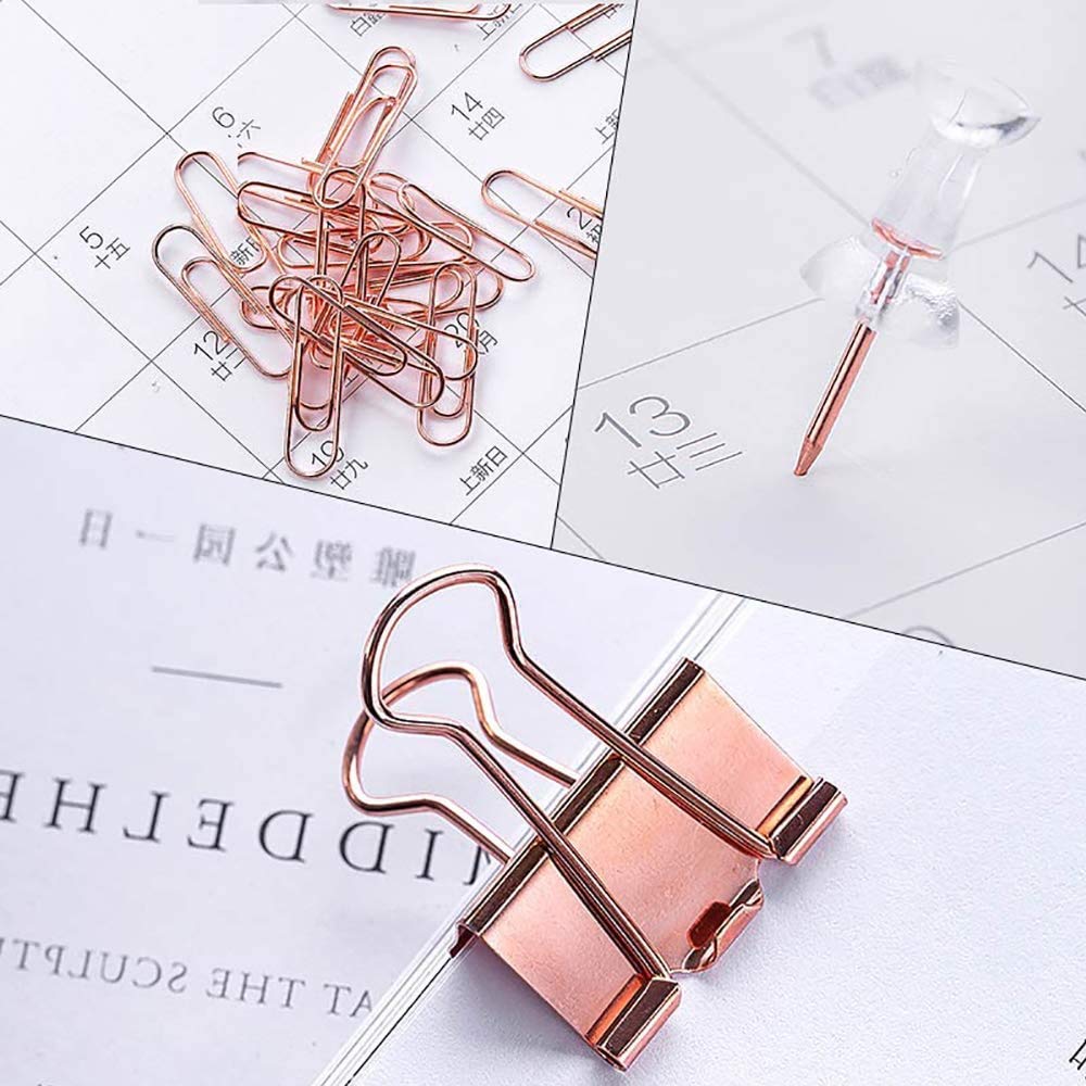 Creechwa Paper Clips Binder Push Pin Set, Assorted Sized Binder Clips