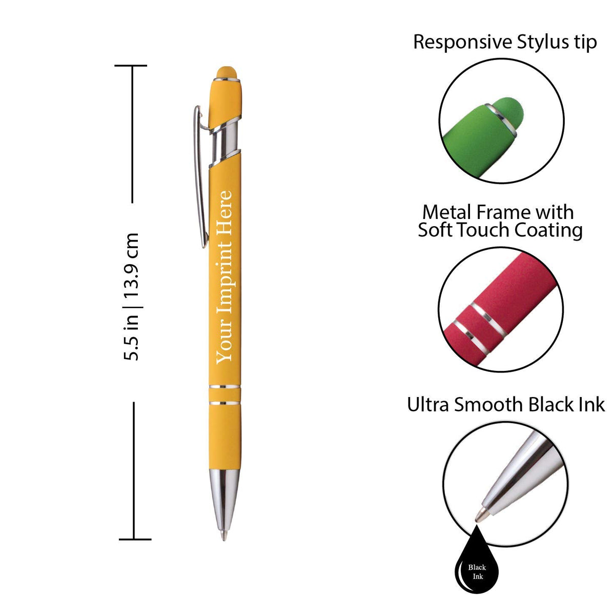 ExpressDesigns™ - Premium Custom Pens with Stylus | Burst of Color | Personalized Soft Touch Metal