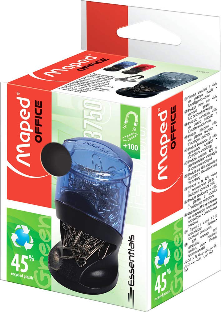 Paper Clip Dispenser Black with Approx. 100 100