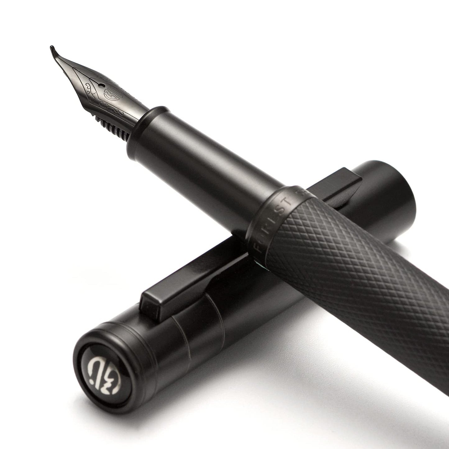 Brushed Black Forest Fude Pen, Bent Nib Calligraphy Fountain Pen (Fine to Broad) with Converter and