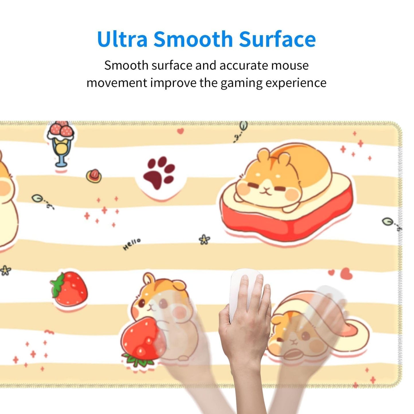 Cute Hamster Mouse Pad XL Large Mousepad Non Slip Rubber Base Desk Mat for Laptop Computer Gaming