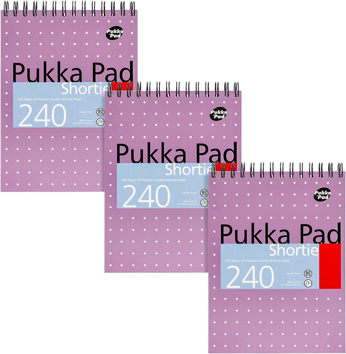 Pukka Pad, Shortie Writing Pad 3-Pack – 23.5 x 17.8cm – Wire Head-Bound Notebook with 8mm Lines on