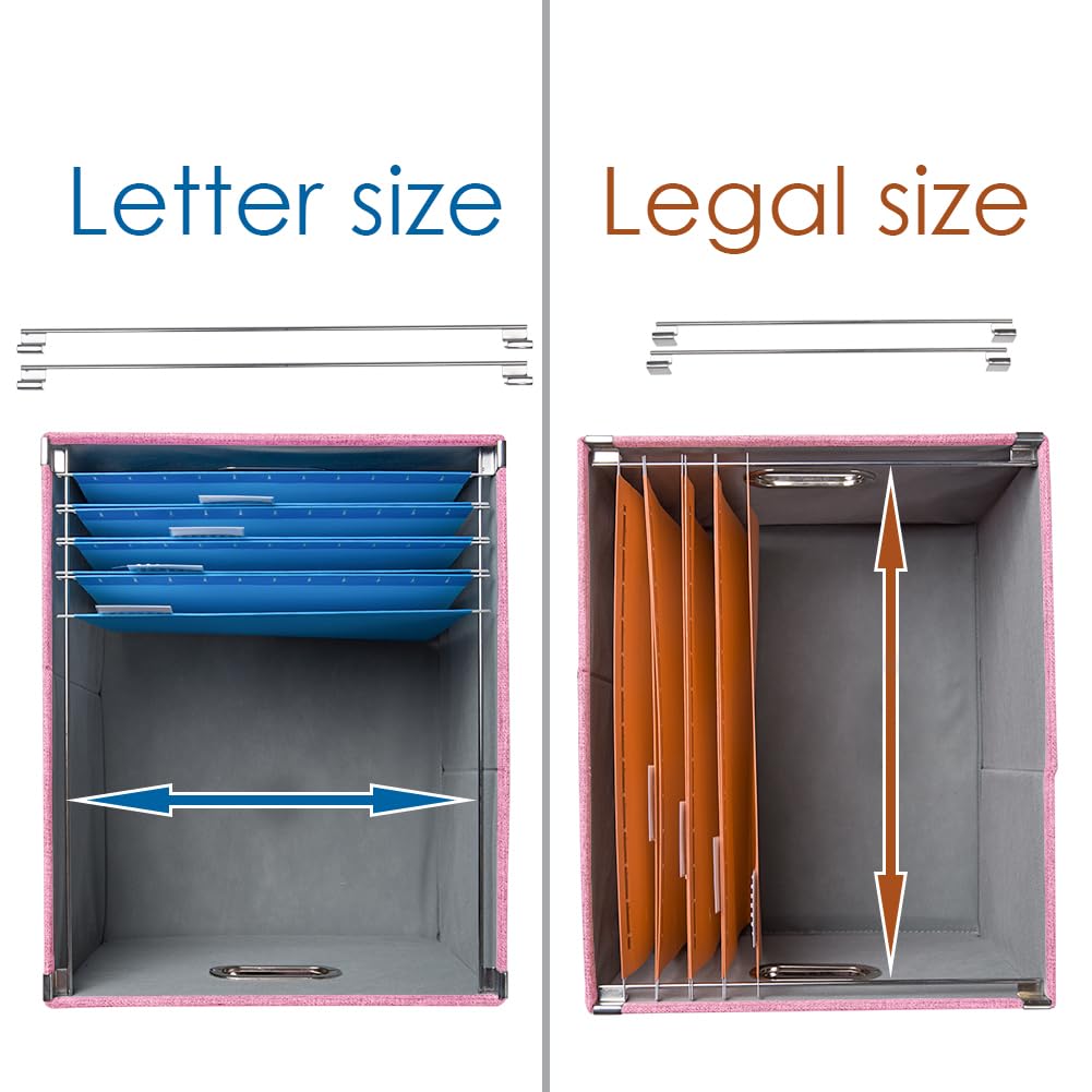 PRANDOM File Organizer Box - Set of 4 Collapsible Decorative Linen Filing Storage Hanging File