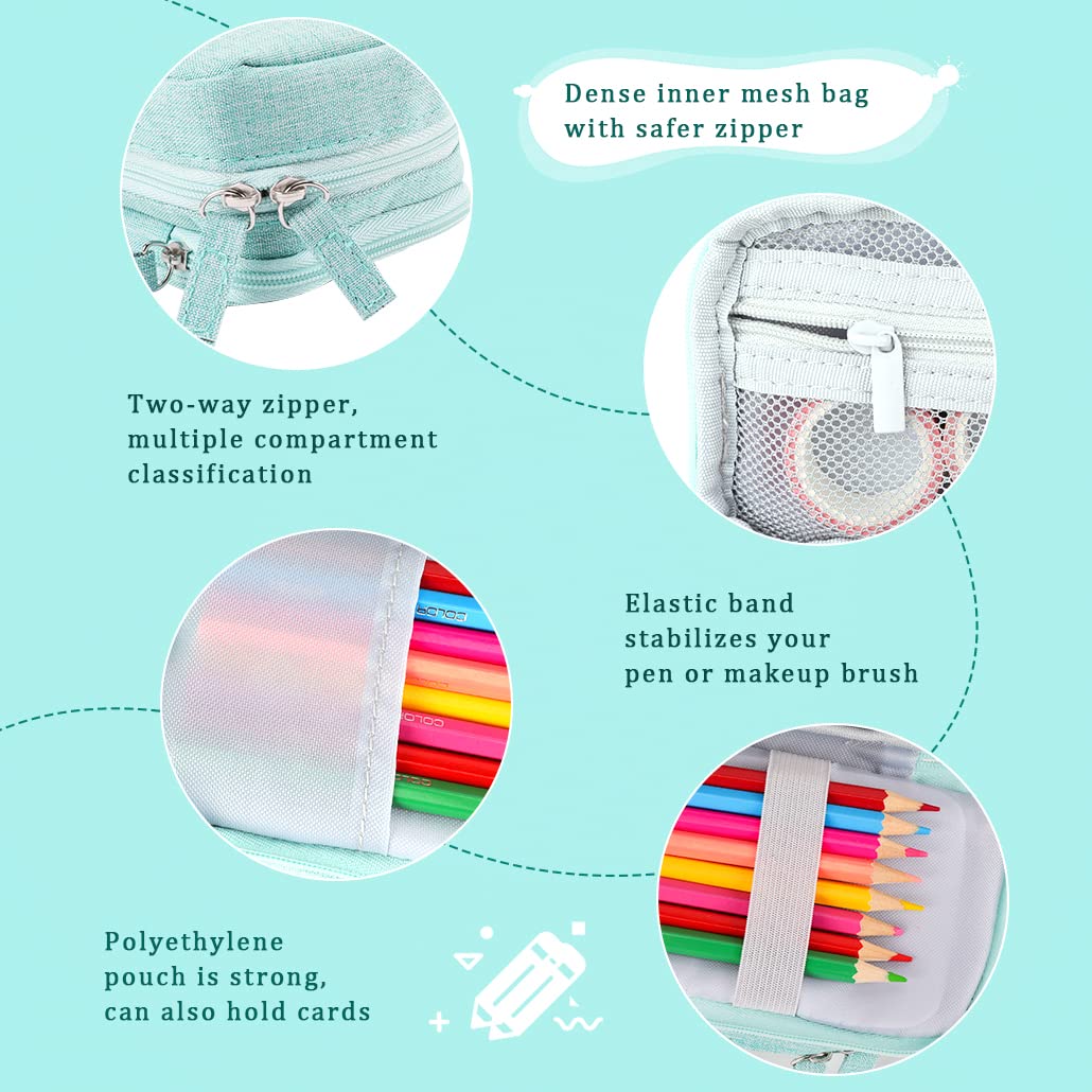 iSuperb Standing Pencil Case 2 Compartments Pencil Pouch Magnetic Mobile Phone Holder Bracket Pen