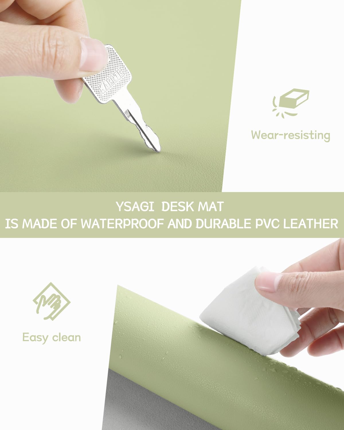 YSAGi Non-Slip Leather Desk Pad L Size, Waterproof Laptop Computer Desk Keyboard Mat, Table