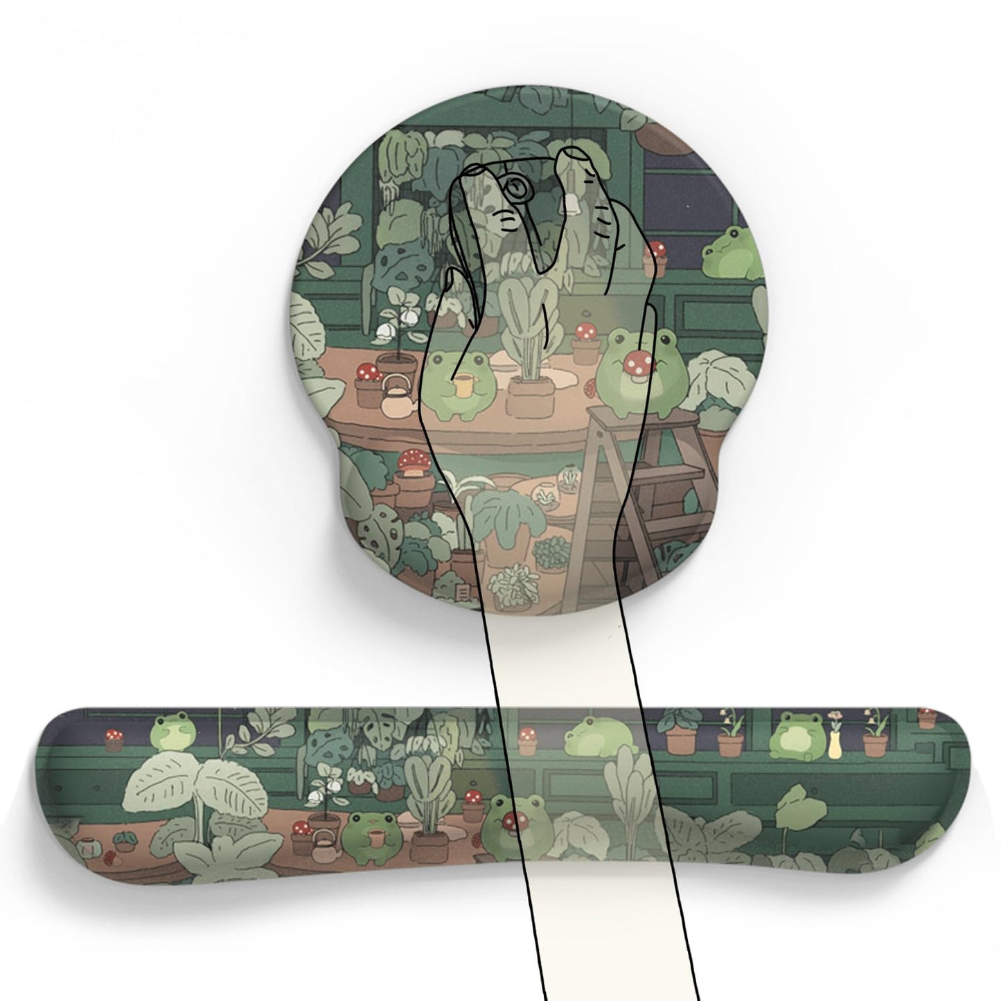 Cute Frog Mouse Pad with Wrist Rest Kawaii Green Decor Pain Relief Mat, Ergonomic Mouse Pad for