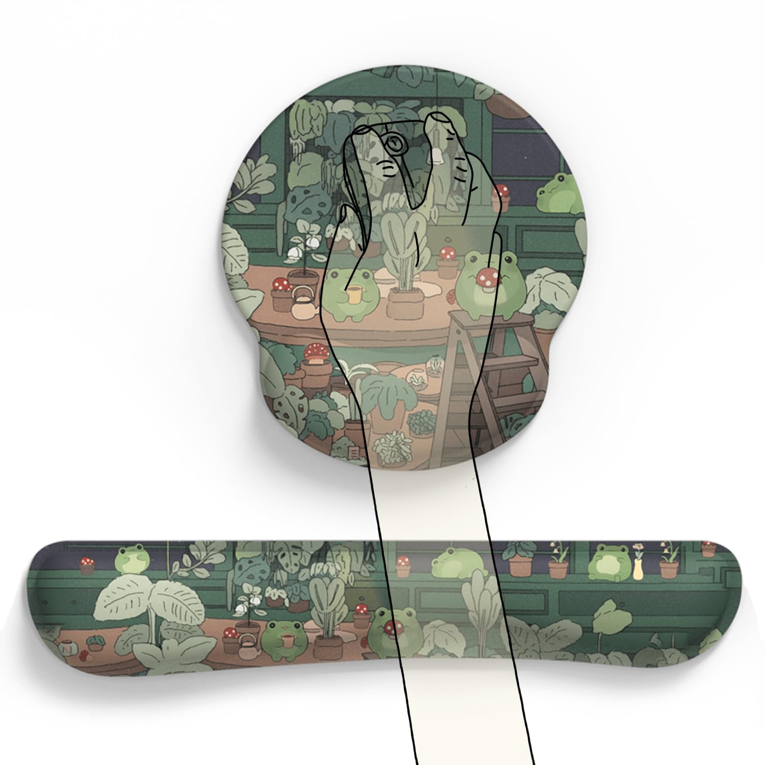 Cute Frog Mouse Pad with Wrist Rest Kawaii Green Decor Pain Relief Mat, Ergonomic Mouse Pad for