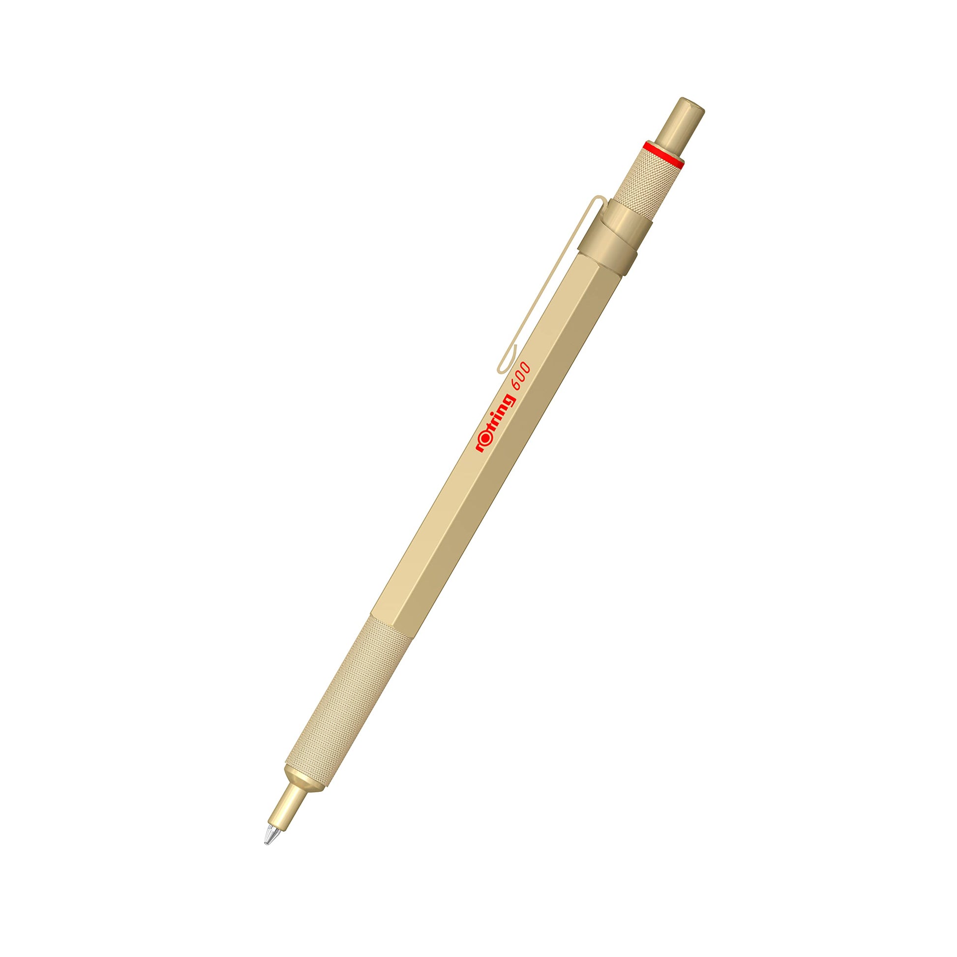 rOtring 600 Metallic Ballpoint Pen, Medium point, Black Ink, Gold Barrel, Refillable, 1 Count