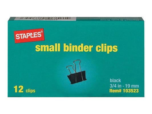 Staples Binder Clips, Small Size, Black, 36-Pack