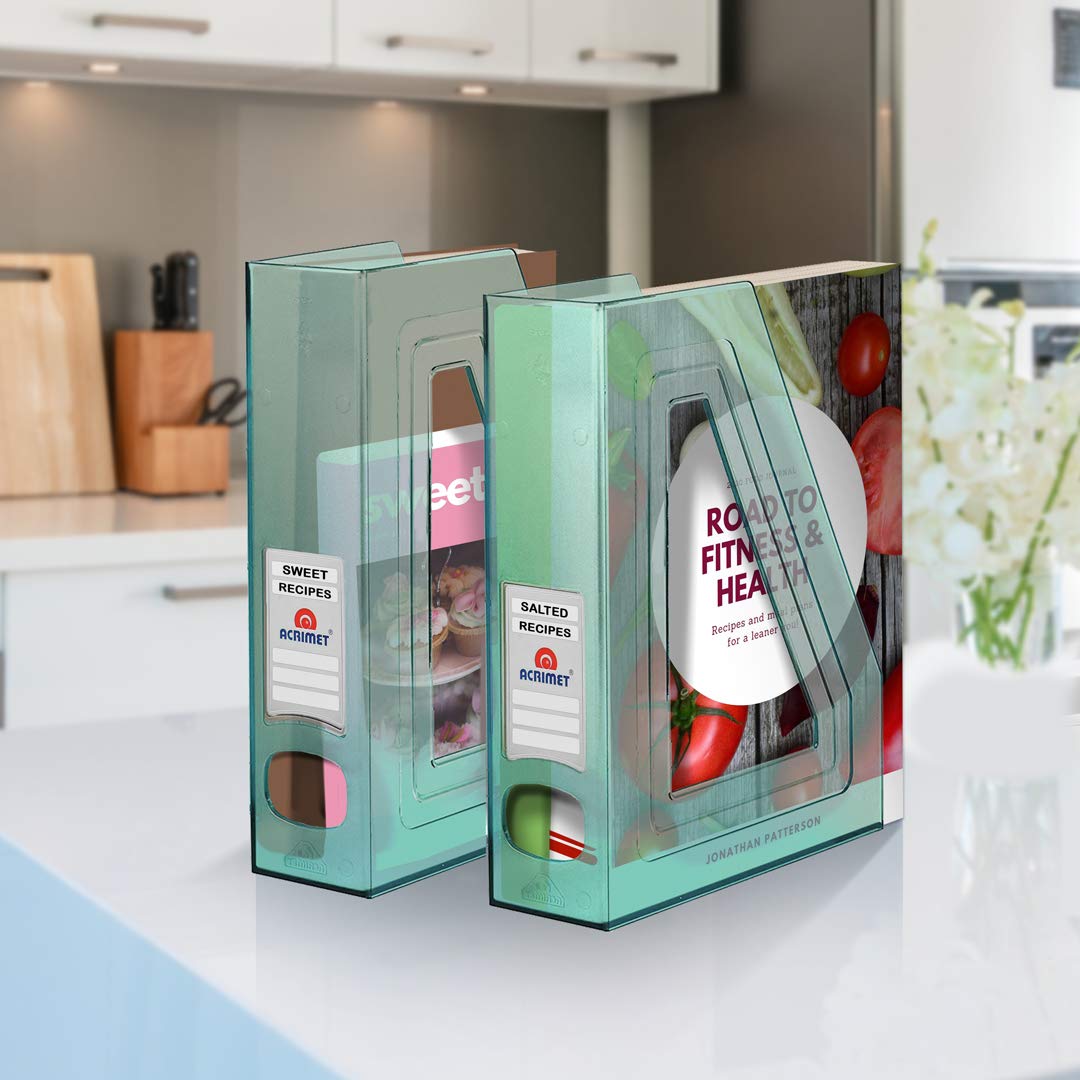 Acrimet Magazine File Holder, Vertical Desk Organizer, Clear Green, 2 Pack