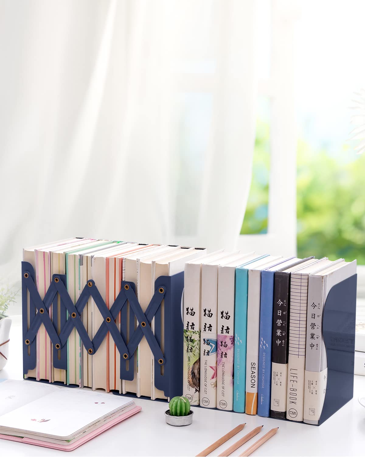 MSDADA Adjustable Bookends, Book Ends for Heavy Books, Expandable Book Organizer for Desk, Shelf
