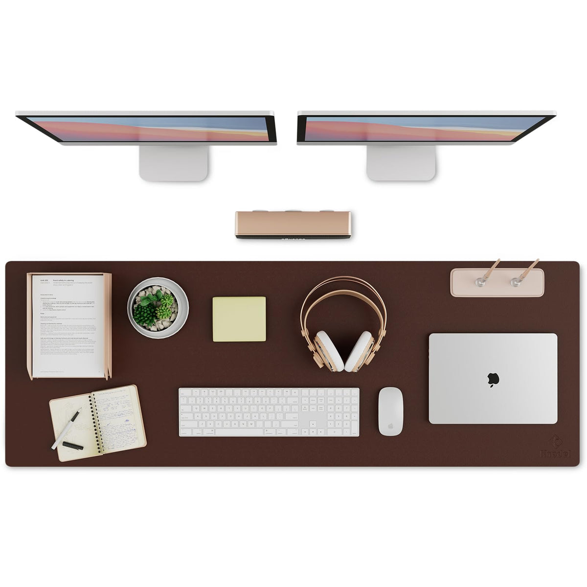 K KNODEL Extra Large Desk Mat, Leather Mouse Pad (47.2"x17", Dark Brown)