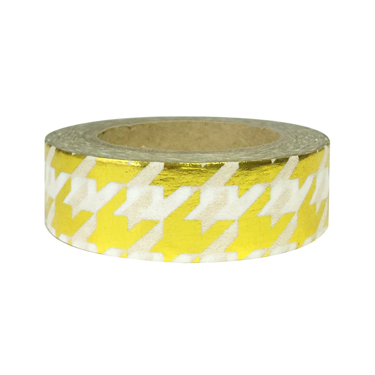 Wrapables Colorful Washi Masking Tape, Metallic Gold Houndstooth