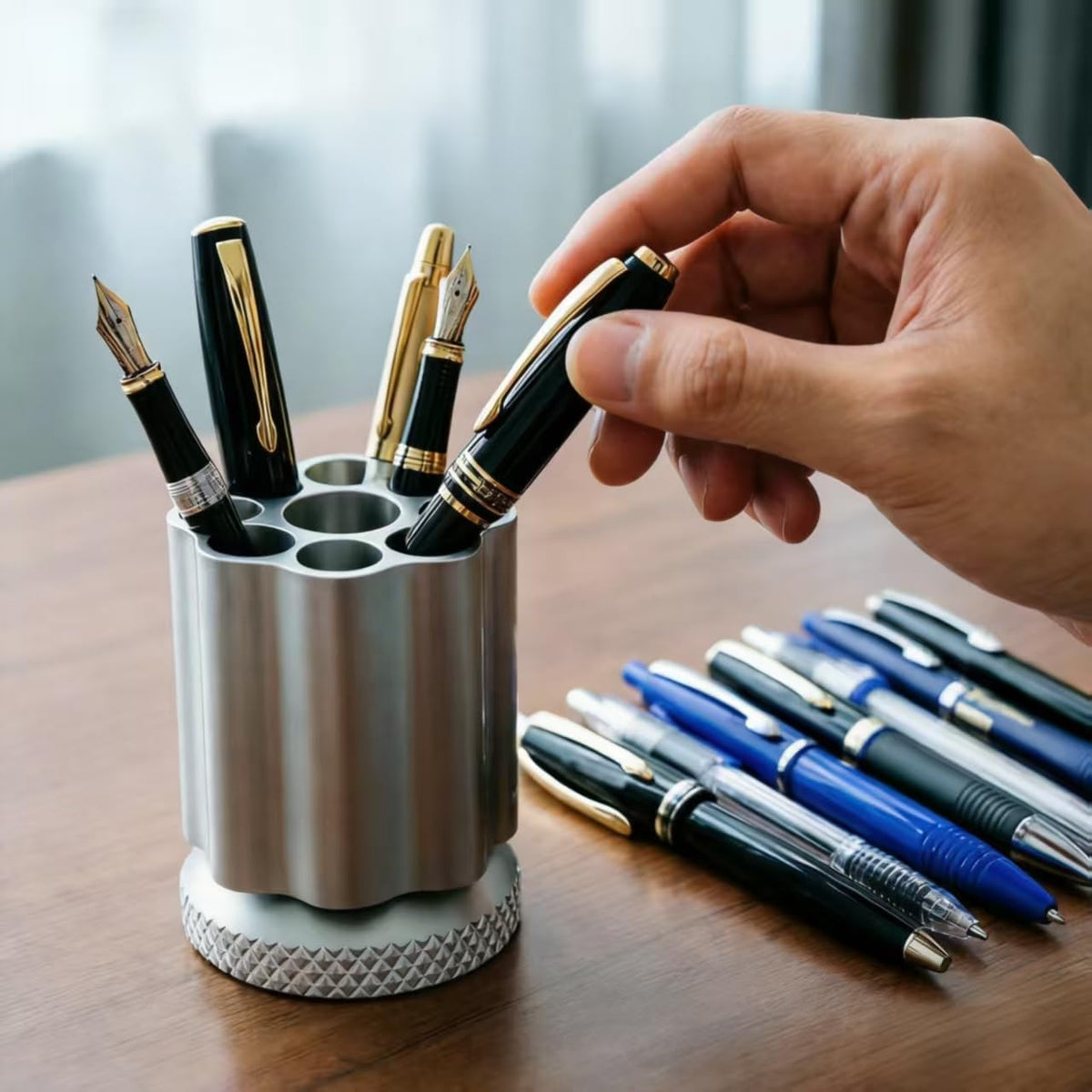QIAN76 Rotating Revolver Pen Holder, Gun Cylinder Pen Holders, Favorite Pencil Holder and Perfect