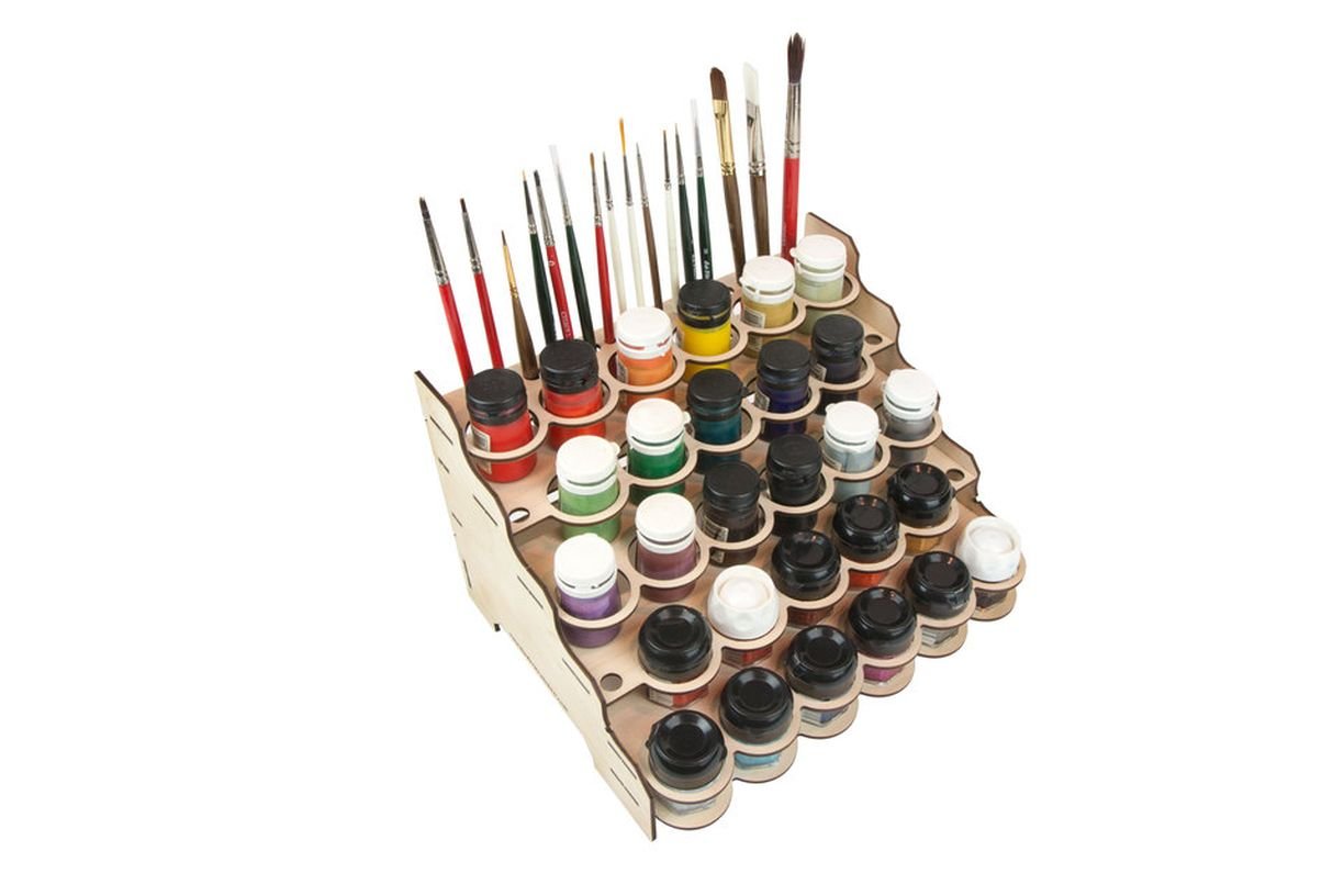 The Broken Token Modular Paint Rack w/ 35mm Holes - Multiple Organizer for Paint Bottles, Pots, and