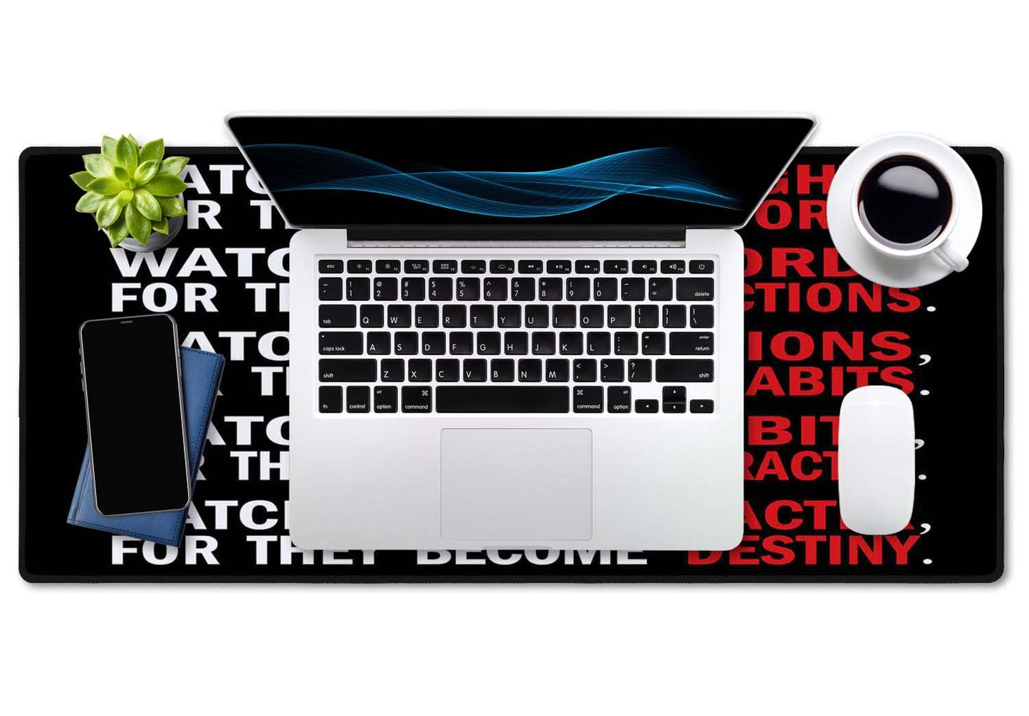 SSOIU Watch Your Thoughts Motivational Words Quotes Mouse Pad 35.5 X 15.7 Inch XXL Full Desk