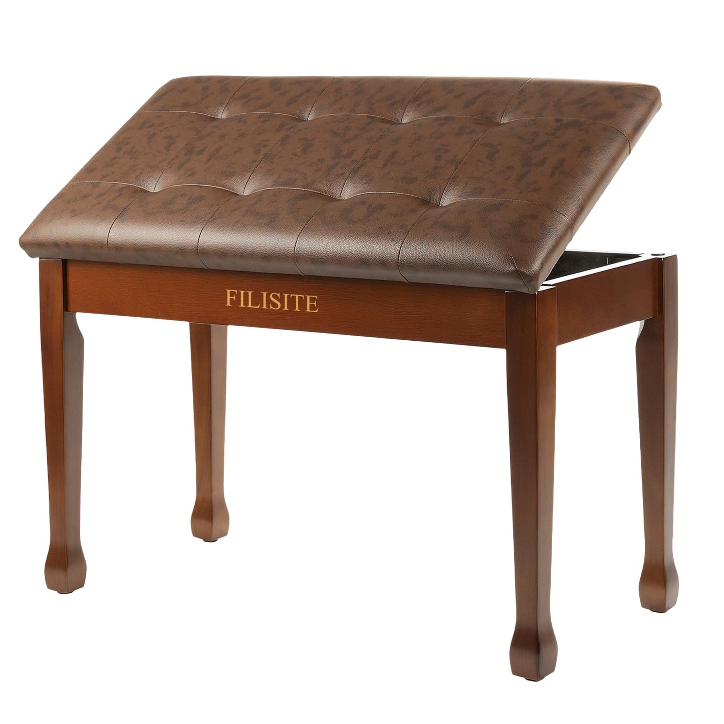 FILISITE Duet Piano Bench with Storage, Wooden Piano Stool with Waterproof Padded Cushion, Bench
