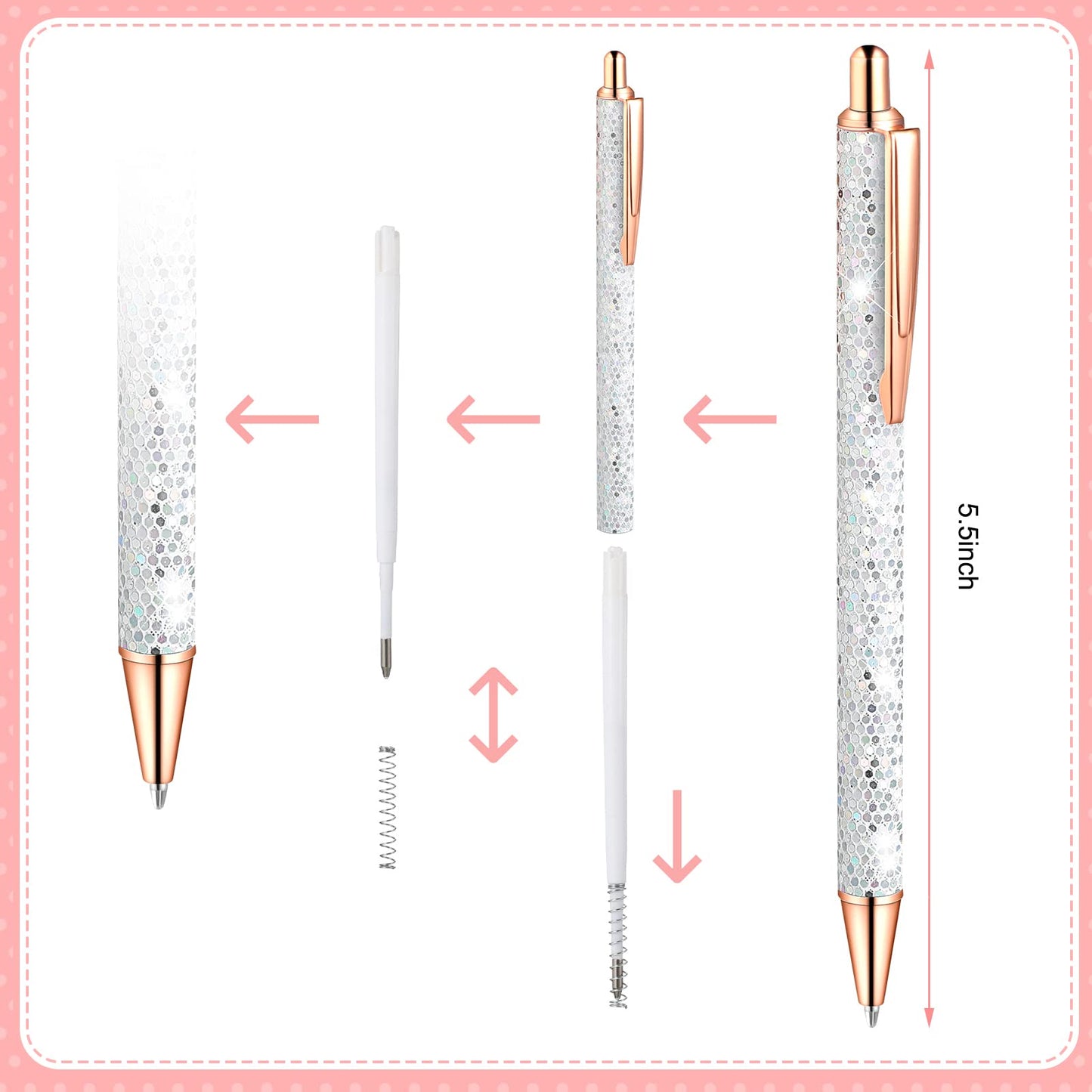 Epakh 11 Pcs Fancy Pens for Women Glitter Sparkly Pretty Pen, Scale Style