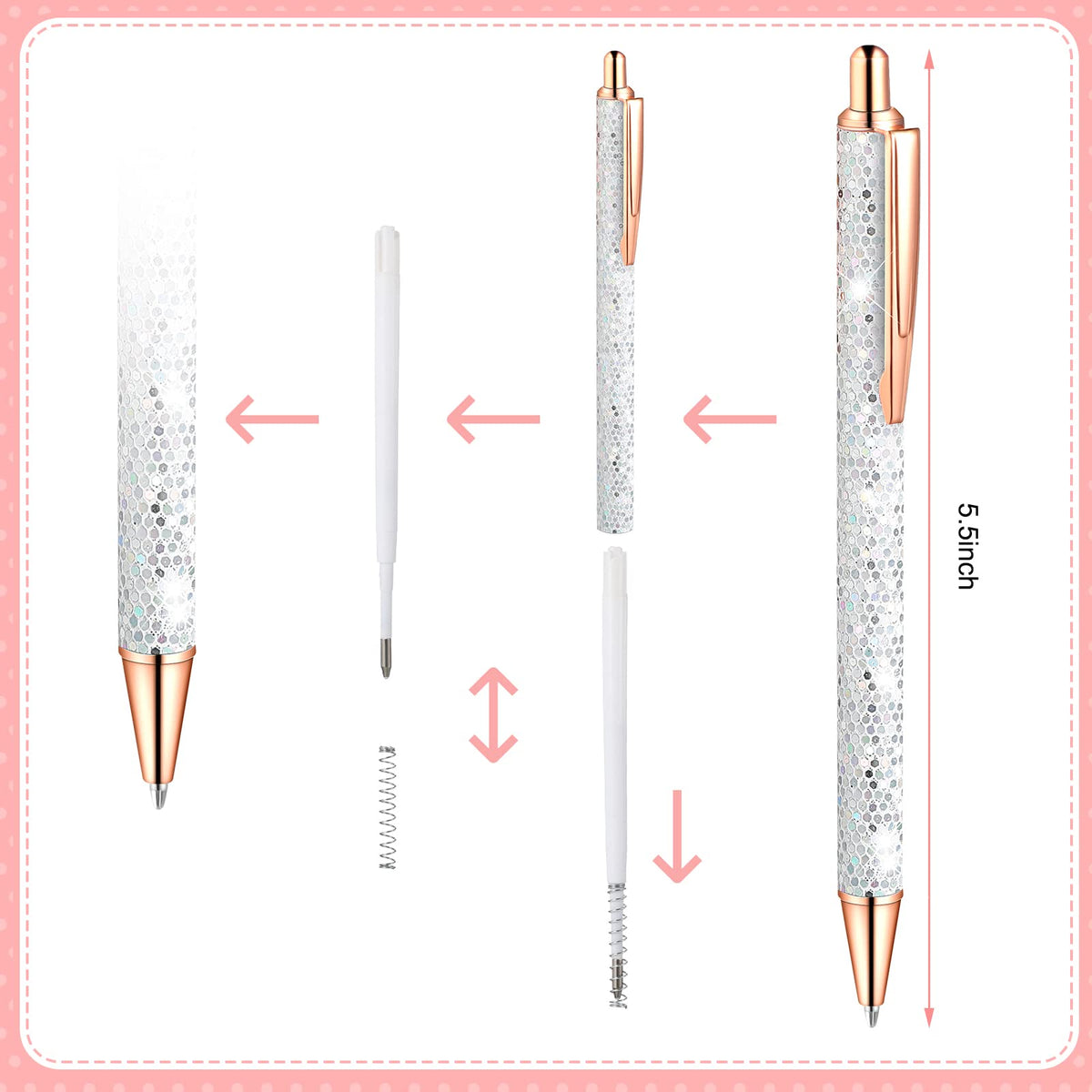 Epakh 11 Pcs Fancy Pens for Women Glitter Sparkly Pretty Pen, Scale Style