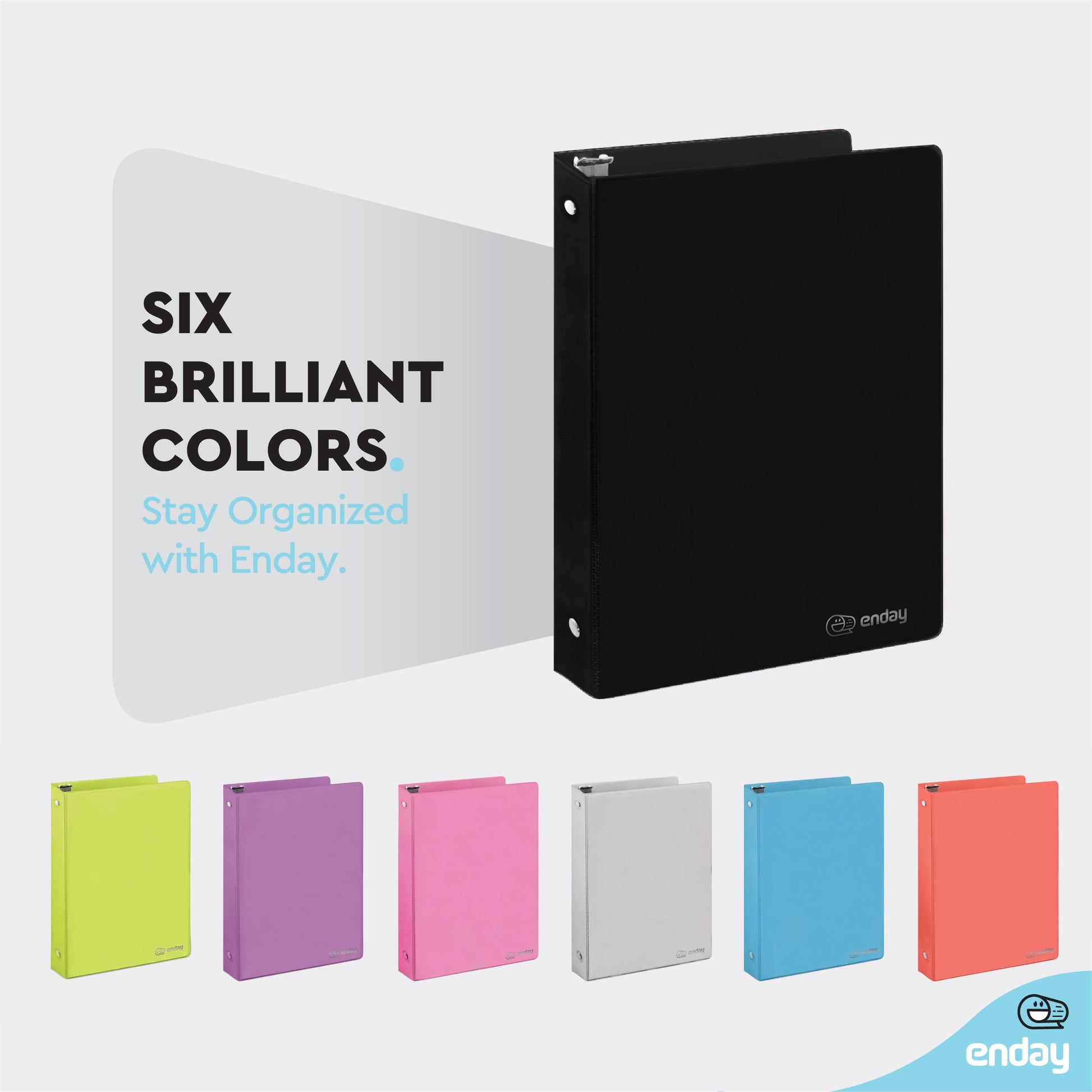 1 Inch 3 Ring Binder 1” Binder Black Clear View Cover with 2 Inside Pockets, Colored School