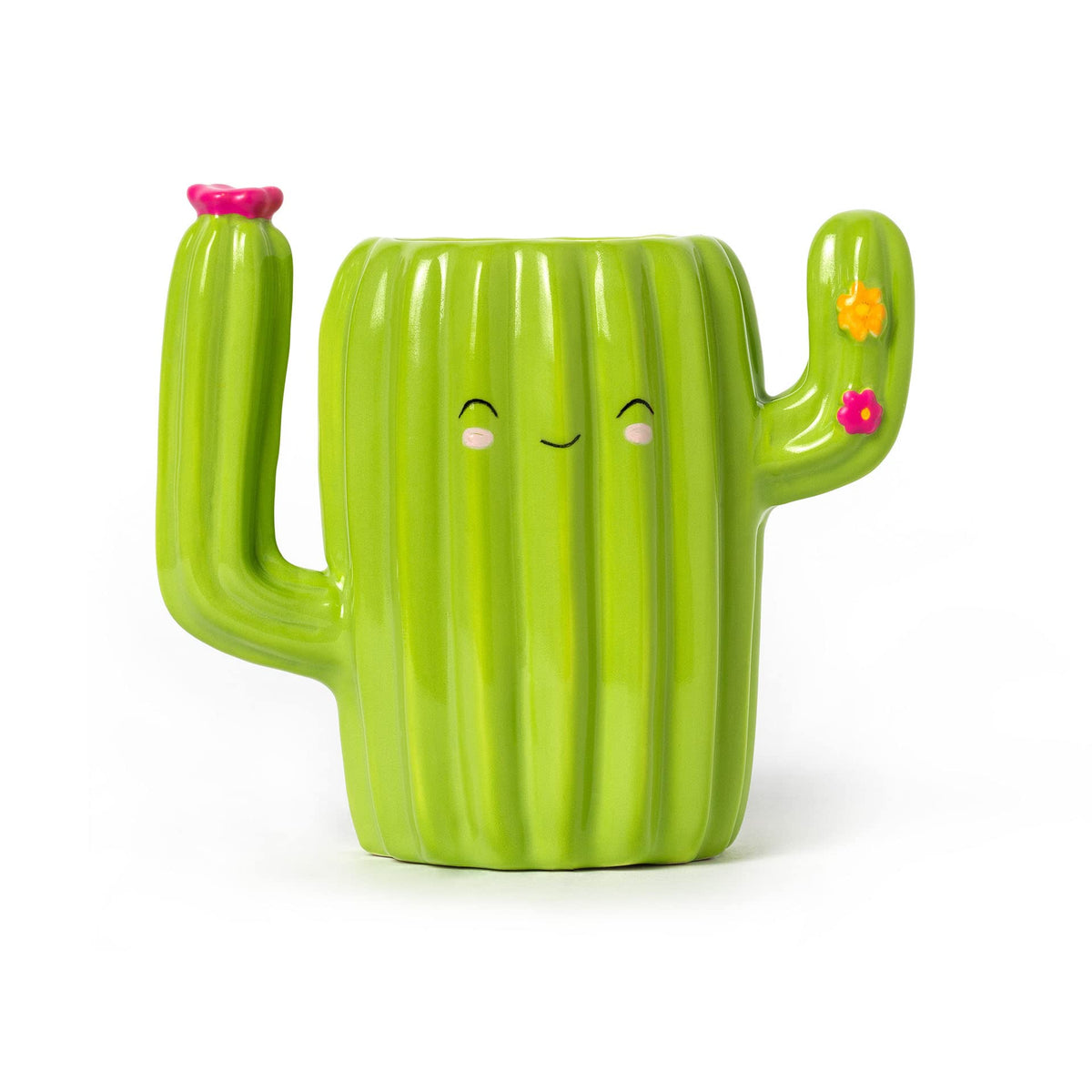 LEGAMI - Ceramic Pen Holder, Desk Friends, 12.5 x 7.5 cm, Cactus Theme, Hand Painted