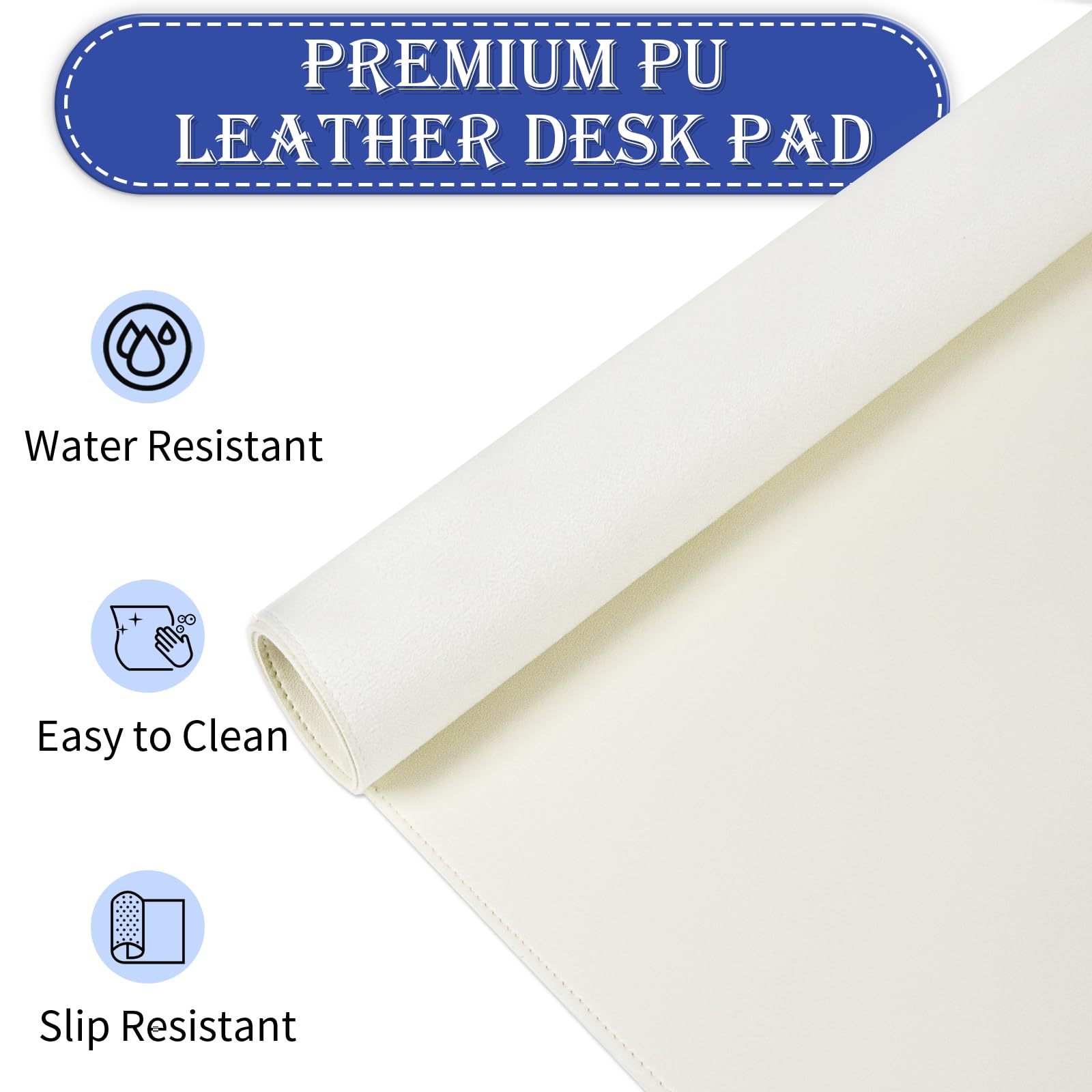 Large Desk Pad, 47.2" x 17" PU Leather Desk Mat for Desktop, Non-Slip Office Desk Mat for Desk