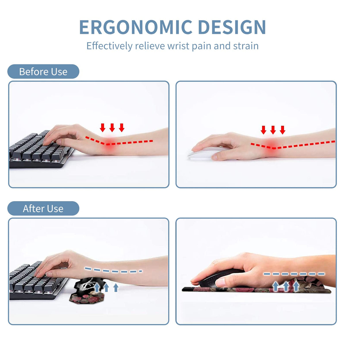 Keyboard Wrist Rest & Ergonomic Mouse Wrist Rest Pad Set, Octagon Mouse Pad Made of Memory Foam