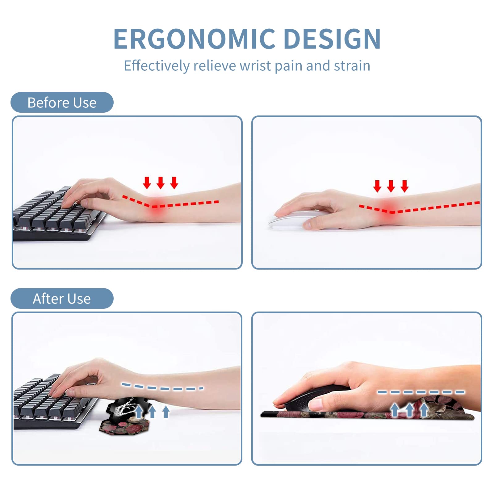 Keyboard Wrist Rest & Ergonomic Mouse Wrist Rest Pad Set, Octagon Mouse Pad Made of Memory Foam