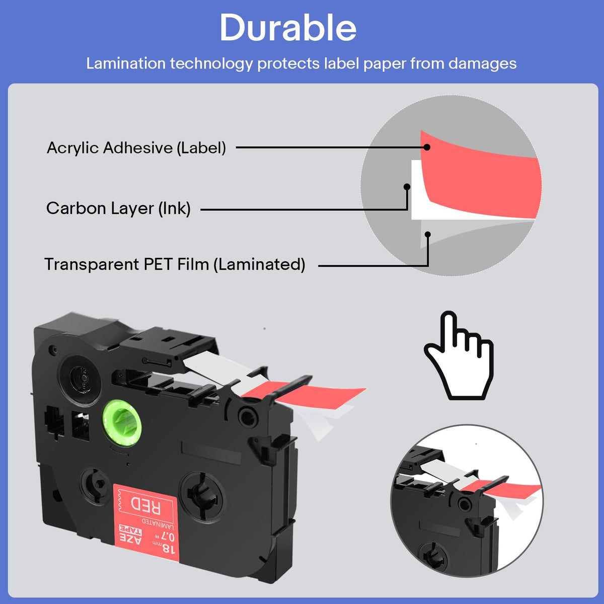 GREENCYCLE Compatible for Brother P-Touch Label Tape TZe-445 18mm 0.7" Laminated Red TZe445 TZ-445