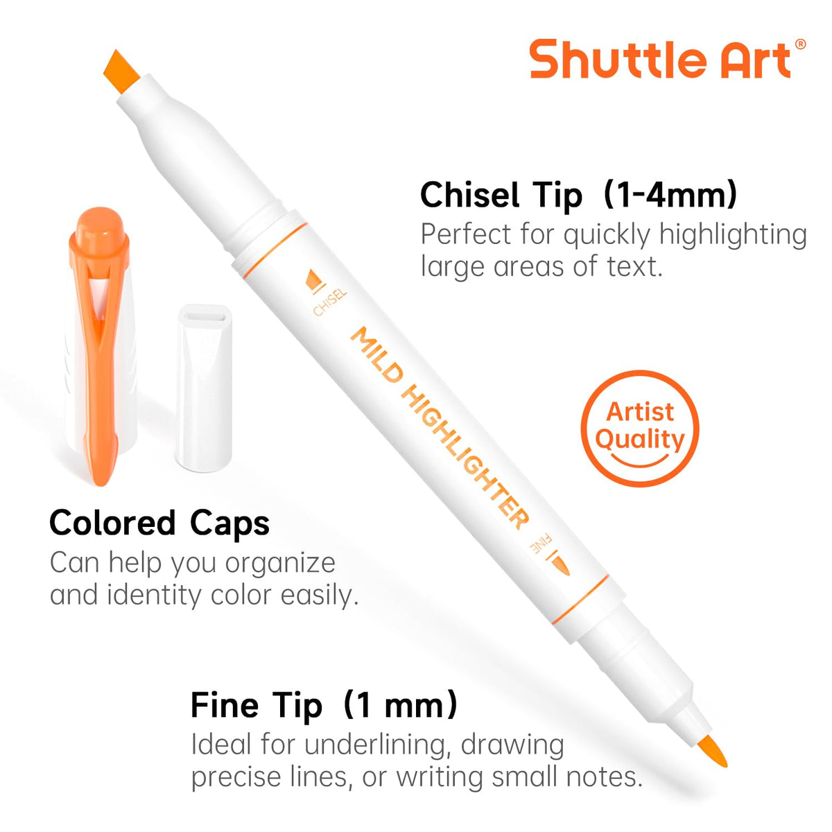 Shuttle Art 30 Colors Highlighters, Pastel Highlighter Pens Assorted Colors, Dual Tip Mild Color