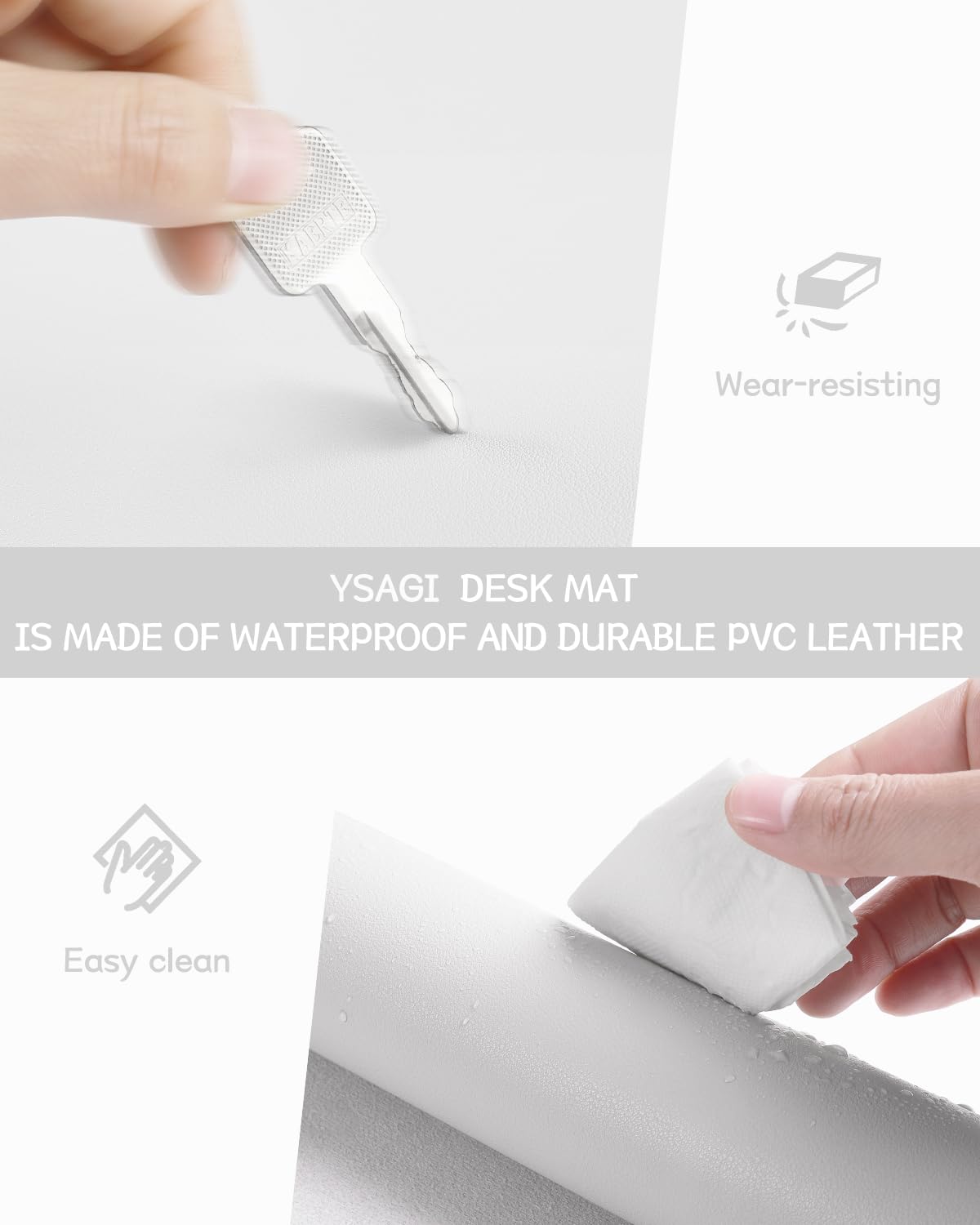 YSAGi Non-Slip Leather Desk Pad Long Size, Waterproof Laptop Computer Desk Keyboard Mat, Table