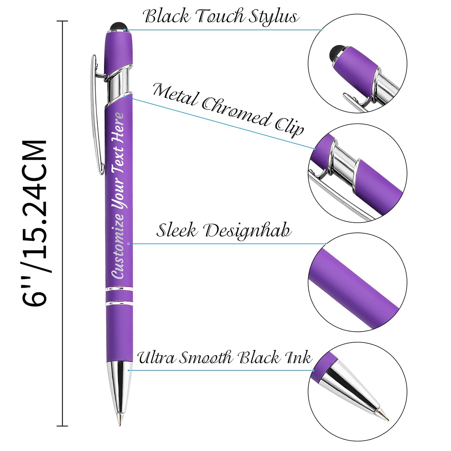 YanNanKe 24 PCS Custom Pens Personalized Bulk, Customized Engraving Ballpoint Pens with Stylus Name