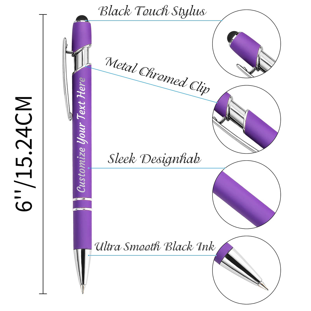 YanNanKe 24 PCS Custom Pens Personalized Bulk, Customized Engraving Ballpoint Pens with Stylus Name