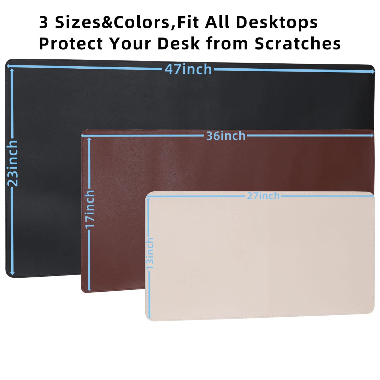 Wolaile Desk Blotter Pad,27x13 inch PU Leather Computer Mouse Mat,Non-Slip Waterproof Writing