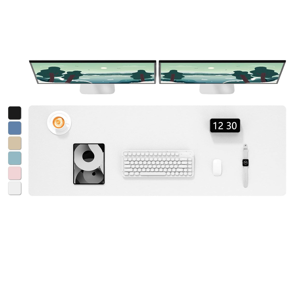 Hsurbtra Desk Pad, 48" x 17" PU Leather Desk Mat, XXXL Extended Mouse Pad, Waterproof Desktop
