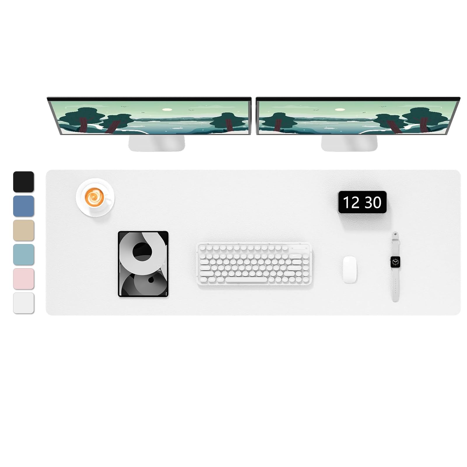 Hsurbtra Desk Pad, 48" x 17" PU Leather Desk Mat, XXXL Extended Mouse Pad, Waterproof Desktop