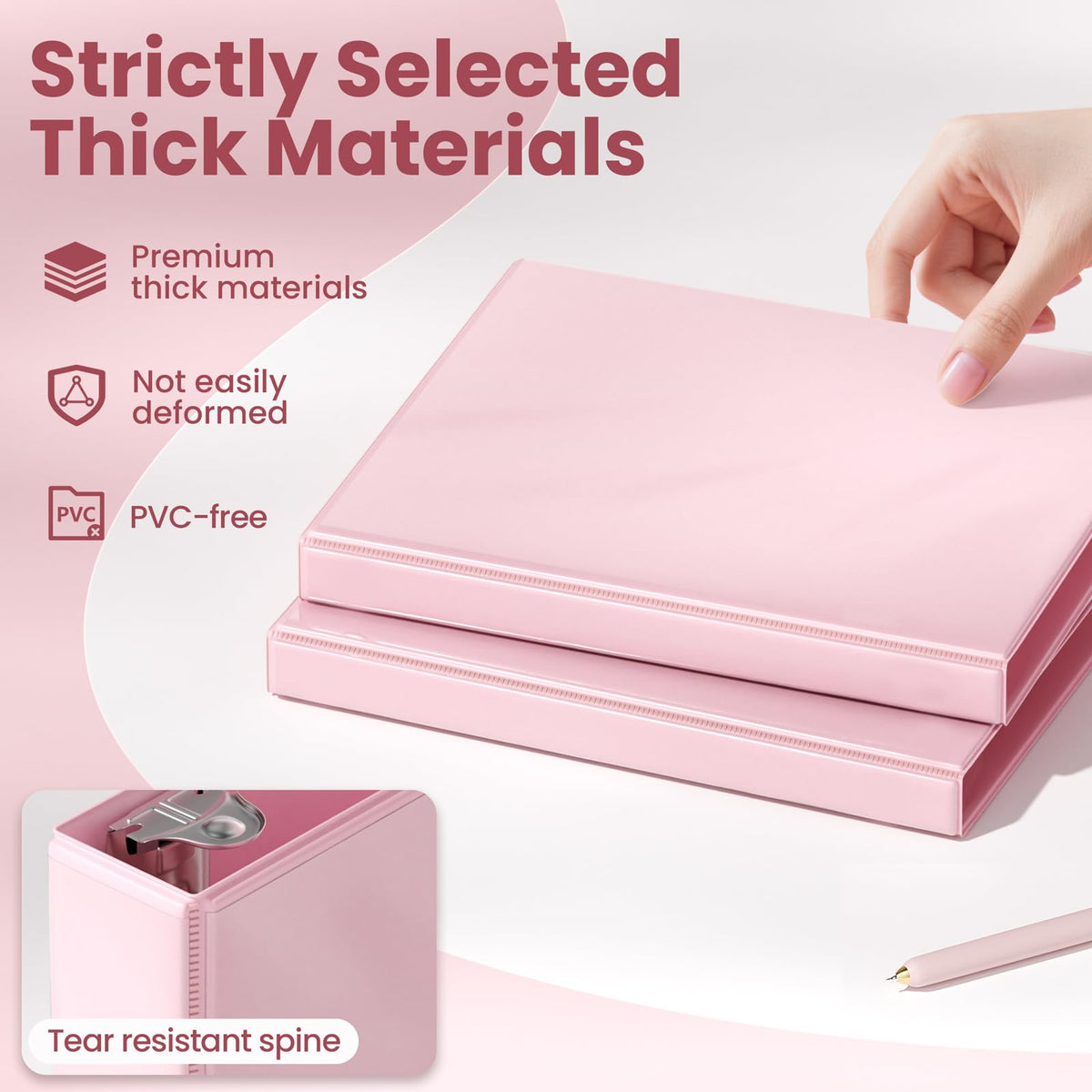 SUNEE 3 Ring Binder 0.5 Inch D Ring, Clear View Binder Three Ring PVC-Free (Fit 8.5x11 Inches) for