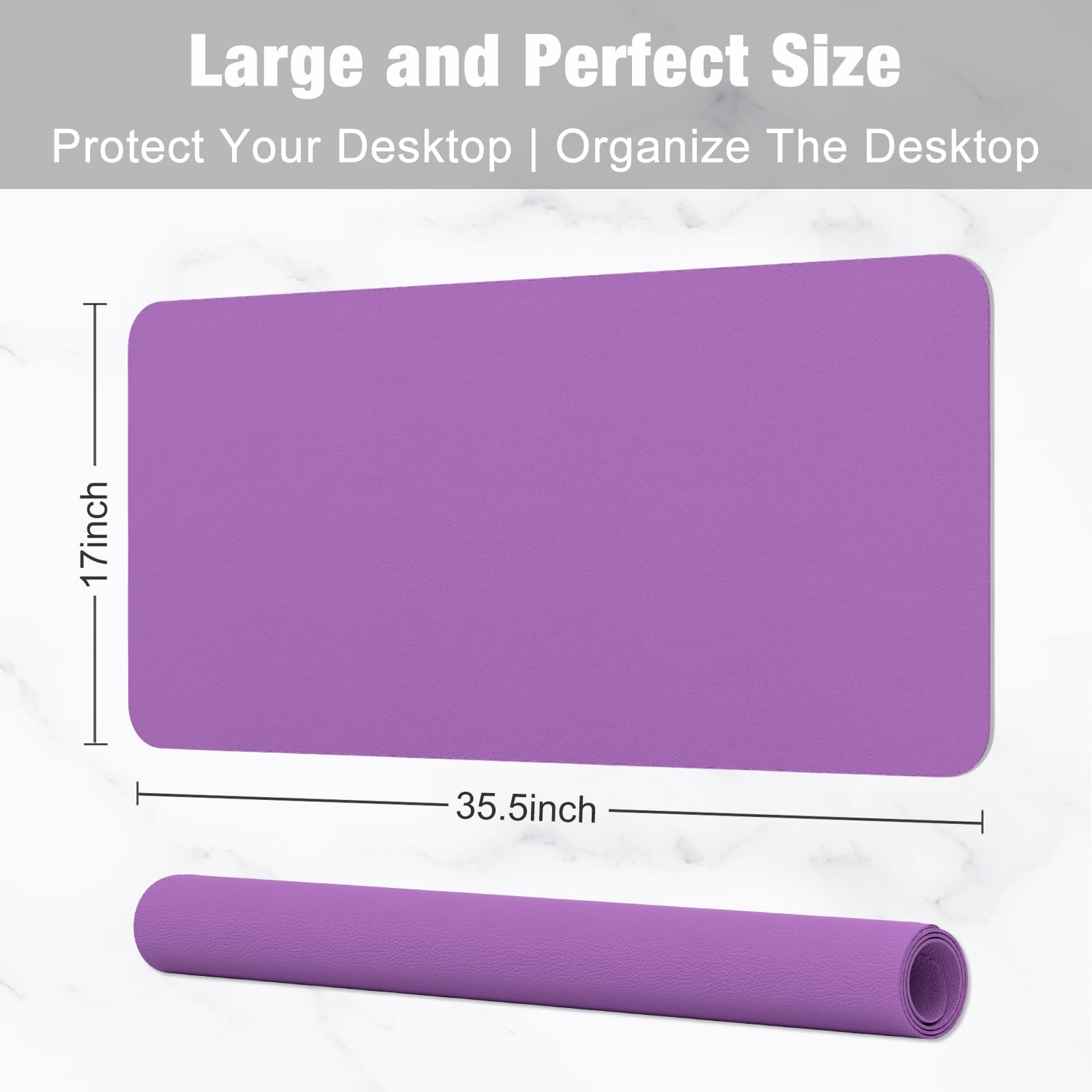 Hsurbtra Desk Pad, 35.5" x 17" PU Leather Desk Mat, XXL Extended Mouse Pad, Waterproof Desktop