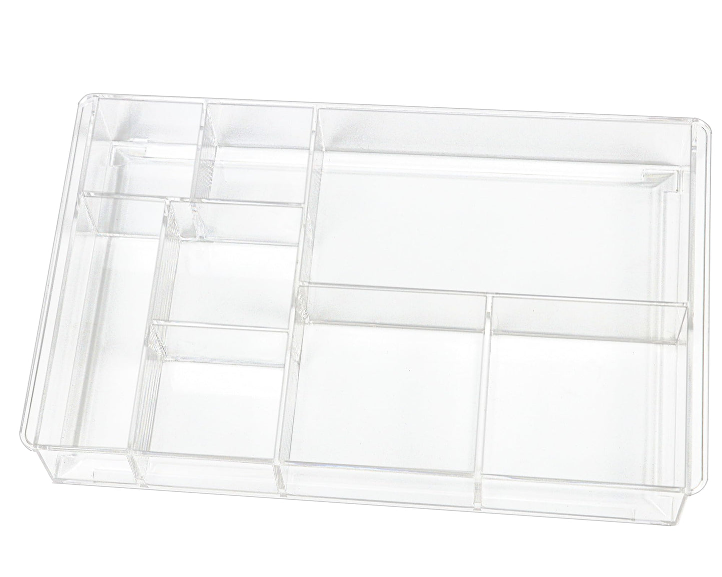 ZEXALOR 8-Section Clear Drawer Organizer, Large Acrylic Drawer Divider Tray for