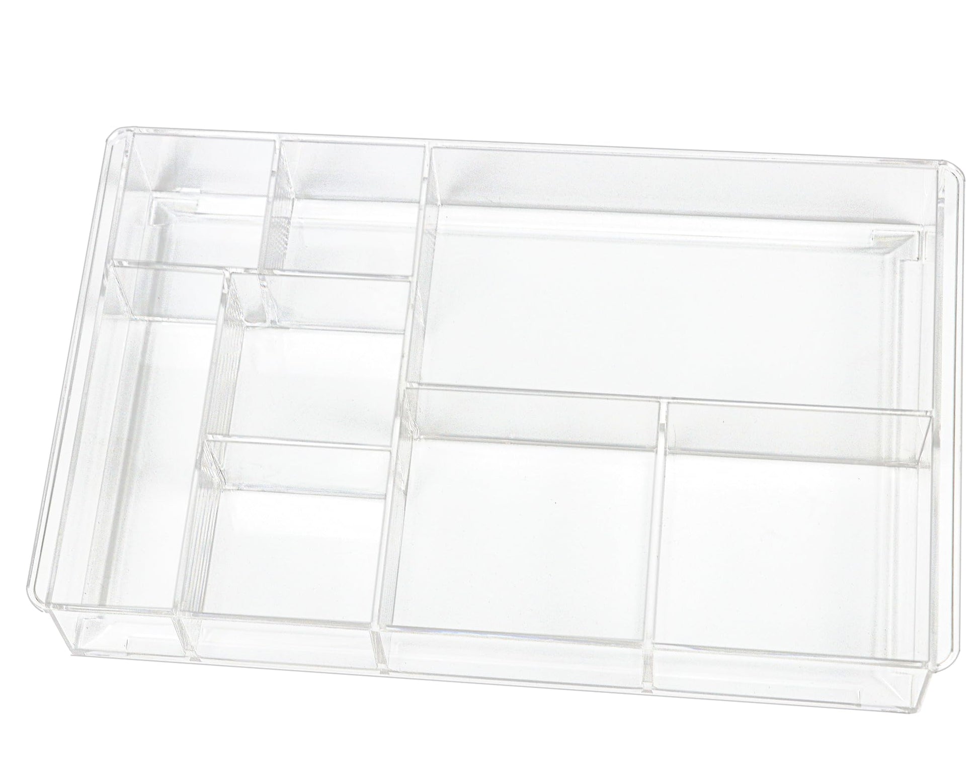 ZEXALOR 8-Section Clear Drawer Organizer, Large Acrylic Drawer Divider Tray for