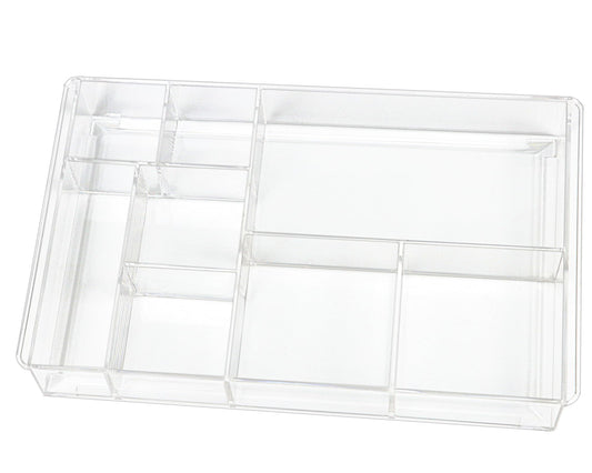 ZEXALOR 8-Section Clear Drawer Organizer, Large Acrylic Drawer Divider Tray for